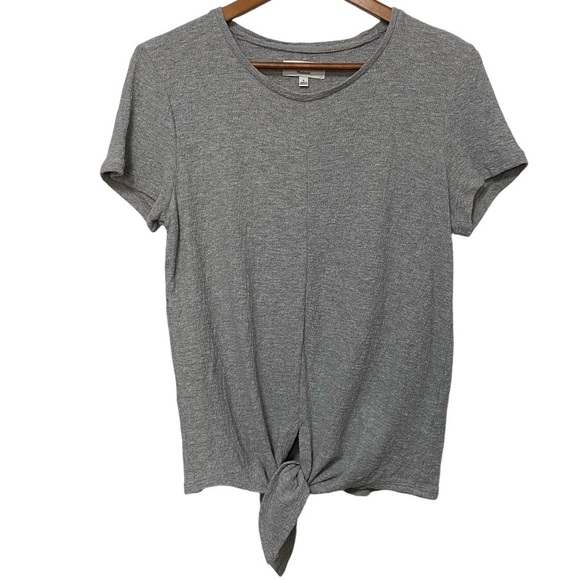 Madewell Texture & Thread Tie Front Round Neck Top Short Sleeve Womens Small - Picture 1 of 9
